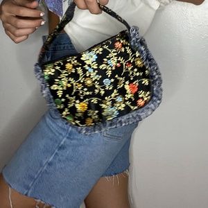 Small Vintage Navy Floral Purse